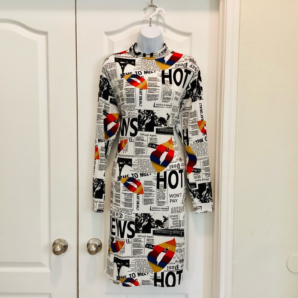 Urban Rose Newspaper Print Dress